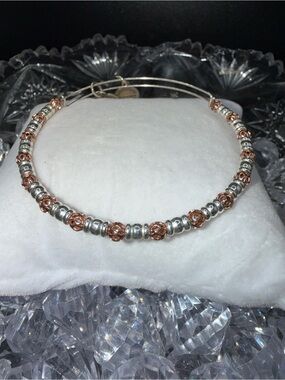 Alex and Ani Silver and Rose Gold Beaded Bangle Bracelet loved once